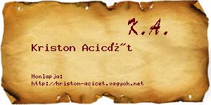 Kriston Acicét névjegykártya